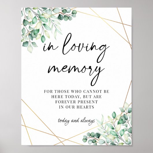 Groen Eucalyptus In Liefdevolle Herinnering Trouwf Poster (Voorkant)