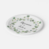 groen eucalyptus kalligrafie bruidstaart papieren bordje (Gekanteld)
