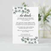 groen eucalyptus kalligrafie bruiloft details informatiekaartje (Staand voorkant)