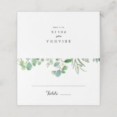 groen eucalyptus kalligrafie bruiloft plaats kaart plaatskaartje (Buitenkant ongevouwen)