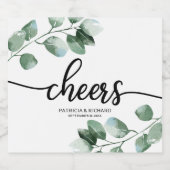 Groen - Eucalyptus kalligrafie bruiloft Sparkling Wijnetiket (Enkel label)