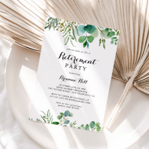 groen eucalyptus kalligrafie pensioen partij kaart