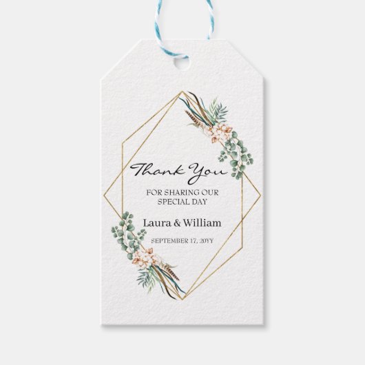 groen eucalyptus katoen bruiloft gunst dank u cadeaulabel (Voorkant)