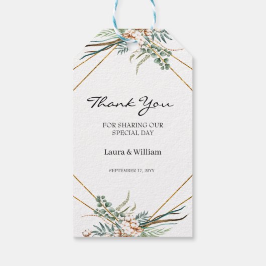 groen eucalyptus katoen bruiloft gunst dank u cadeaulabel (Achterkant)