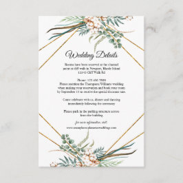 groen eucalyptus katoen glitter bruiloft details informatiekaartje