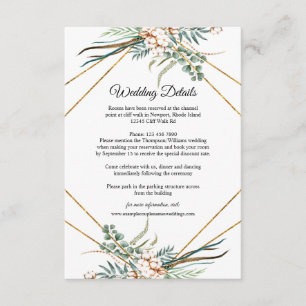 groen eucalyptus katoen glitter bruiloft details informatiekaartje