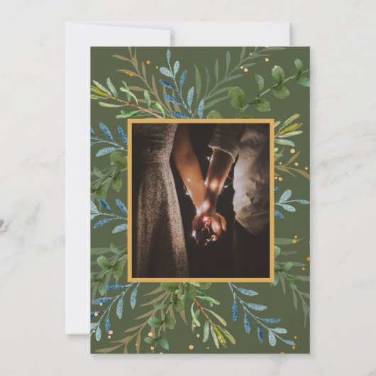 Groen Eucalyptus klassieke bruiloft Kaart (Achterkant)