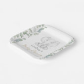 groen eucalyptus klein olifant Baby shower Papieren Bordje (Gebogen)