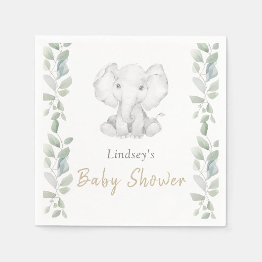 groen eucalyptus klein olifant Baby shower Servet (Voorkant)