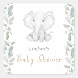 groen eucalyptus klein olifant Baby shower Vierkante Sticker