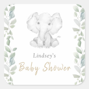 groen eucalyptus klein olifant Baby shower Vierkante Sticker