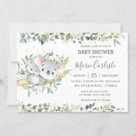 Groen Eucalyptus Koala Neutraal Baby shower Boy Kaart