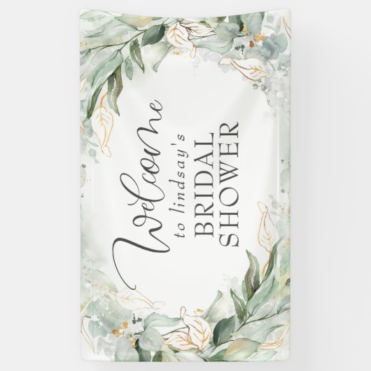 Groen Eucalyptus krans Vrijgezellenfeest Welkom Spandoek (Verticaal)