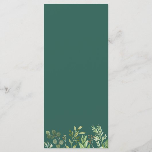 Groen Eucalyptus laat elegante chique bruiloft ach Menu (Achterkant)