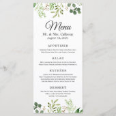 Groen Eucalyptus laat elegante chique bruiloft ach Menu (Voorkant)