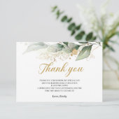 Groen eucalyptus laat goud dank u kaart (Staand voorkant)