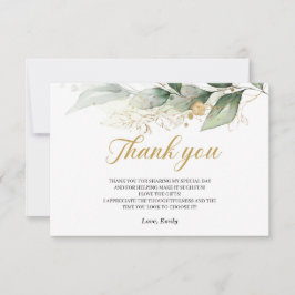 Groen eucalyptus laat goud dank u kaart