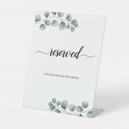 Groen Eucalyptus laat kalligrafie voorbehouden Reclamebord Met Voetstuk