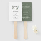 Groen eucalyptus Leaves Wedding Book Program Handwaaier (Voorkant en achterkant)