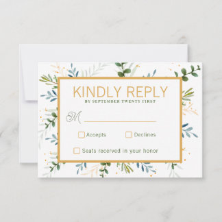 Groen eucalyptus loof bruiloft RSVP kaartje