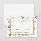 Groen eucalyptus loof bruiloft RSVP kaartje (Voorkant / Achterkant)