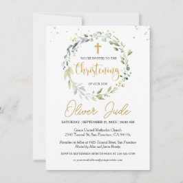 Groen Eucalyptus loof doopuitnodiging Kaart