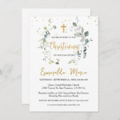 Groen Eucalyptus loof doopuitnodiging Kaart (Voorkant / Achterkant)