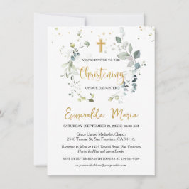 Groen Eucalyptus loof doopuitnodiging Kaart