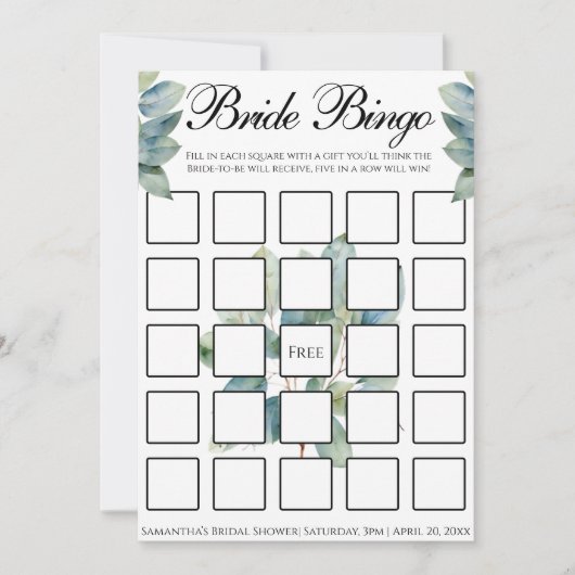 Groen eucalyptus loof elegante kalligrafie kaart (Voorkant)