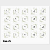 Groen Eucalyptus Loof Monogram Vierkante Sticker (Vel)