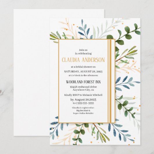 Groen Eucalyptus loof vrijgezellenfeest Kaart (Voorkant / Achterkant)