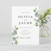 Groen Eucalyptus met foto bruiloft Kaart (Staand voorkant)