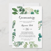 Groen Eucalyptus Moderne kalligrafie Quinceañera Kaart (Voorkant)