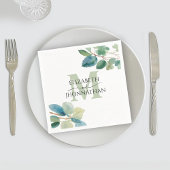 groen eucalyptus monogram bruiloft servet