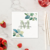 groen eucalyptus monogram bruiloft servet (Insitu)