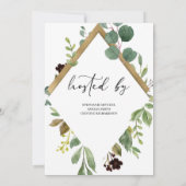 Groen eucalyptus nad goud folie moderne baby kaart (Achterkant)