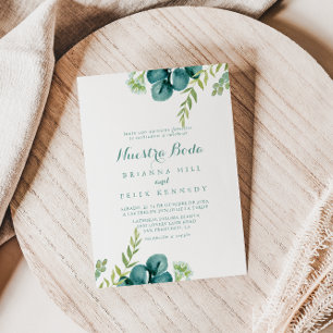 groen Eucalyptus Nuestra Boda Wedding Kaart