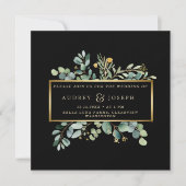 Groen Eucalyptus op zwart | Kerstbruiloft Kaart (Voorkant)