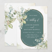 Groen, Eucalyptus Oval Arch, Greenery Wedding Kaart (Voorkant / Achterkant)
