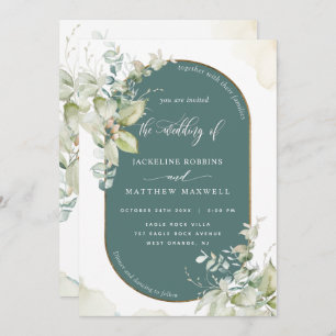 Groen, Eucalyptus Oval Arch, Greenery Wedding Kaart