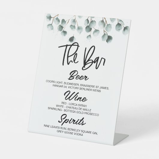 Groen Eucalyptus Plant Drink Bast voetstuk Reclamebord Met Voetstuk (Voorkant)