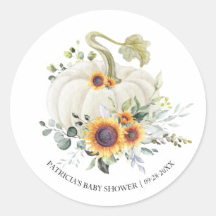 Groen Eucalyptus Pompoen Herfst Baby shower Klasse Ronde Sticker