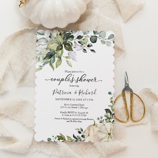 Groen Eucalyptus Pompoen Herfst Koppel Bruisfeest Kaart