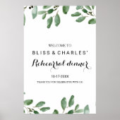 Groen Eucalyptus-repetitief diner Welkom Poster (Voorkant)