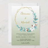 Groen Eucalyptus Rond Lijst QR-code Bruiloft Kaart (Voorkant)