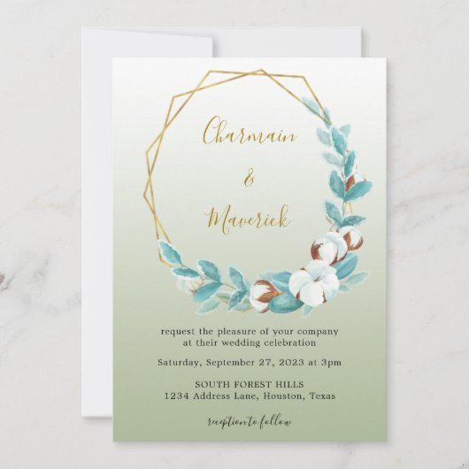 Groen Eucalyptus Rond Lijst QR-code Bruiloft Kaart (Voorkant)