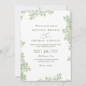 Groen Eucalyptus Rustieke Elegante QR Code Trouwen Kaart (Voorkant)