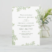 Groen Eucalyptus Rustieke Elegante QR Code Trouwen Kaart (Staand voorkant)