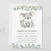 Groen Eucalyptus Schattige Koala Verjaardag Kaart (Voorkant)