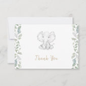Groen Eucalyptus Schattige Olifant Baby shower Bedankkaart (Voorkant)